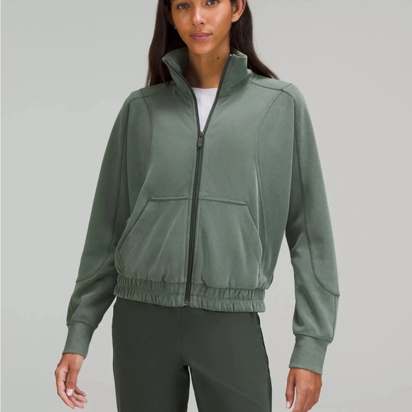 lululemon athletica Jackets & Blazers - Lululemon Brushed Softstreme Full Zip Smoked Spruce Sz 6 Preppy Gorpcore Casual